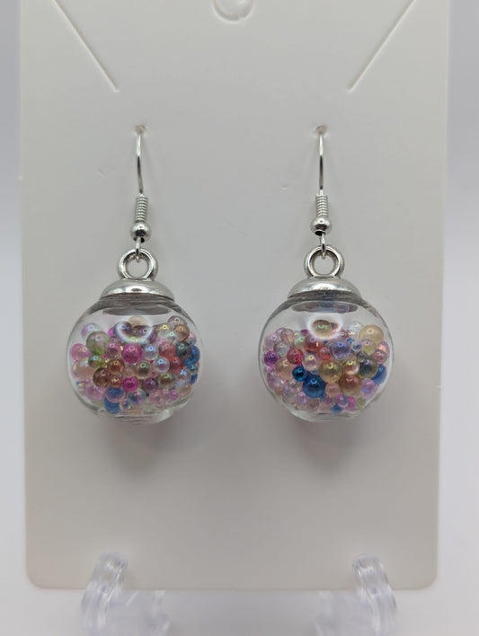 Colorful Watercolor Bead Globe Earrings