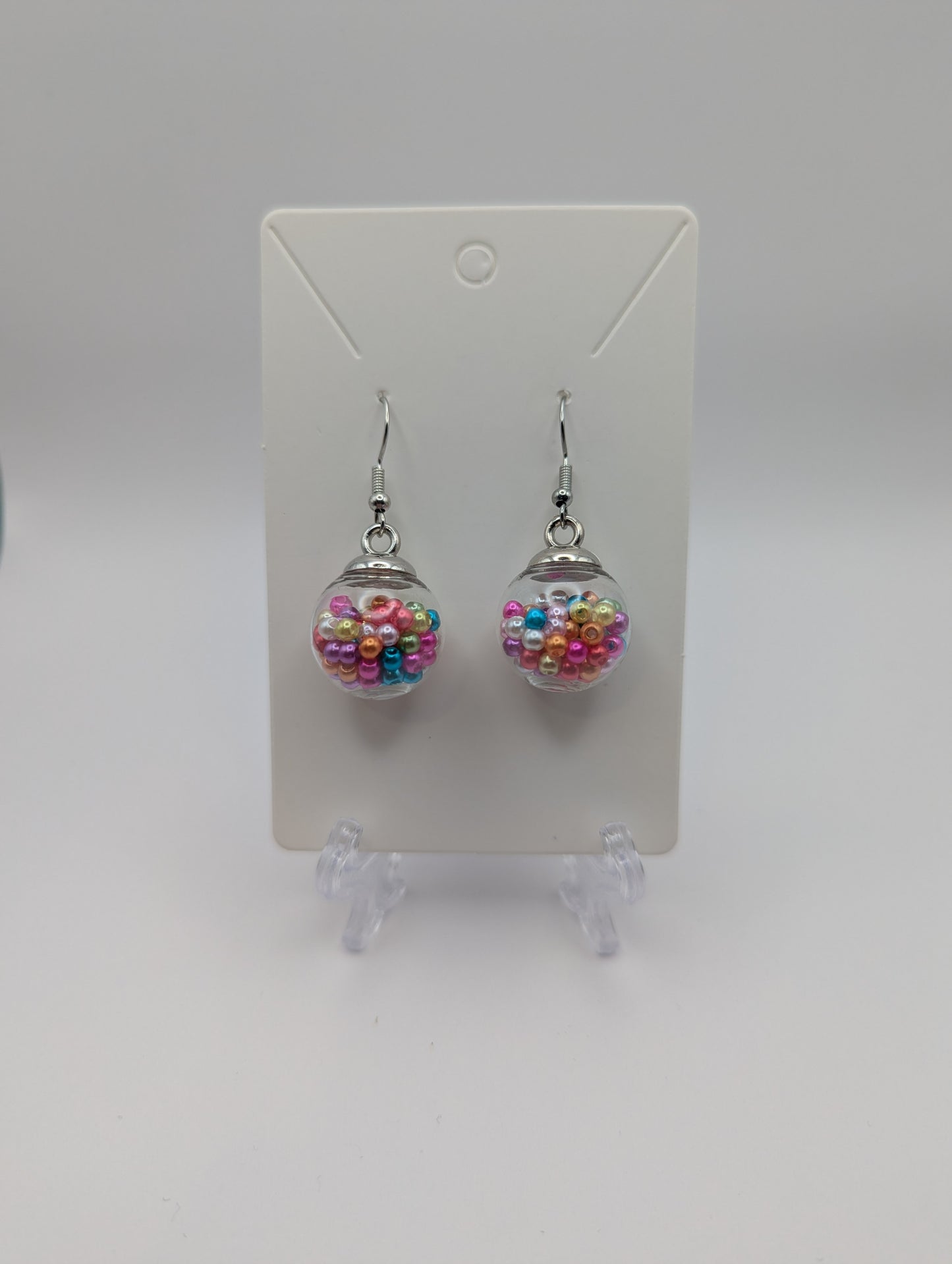Vibrant Faux Pearl Globe Earrings