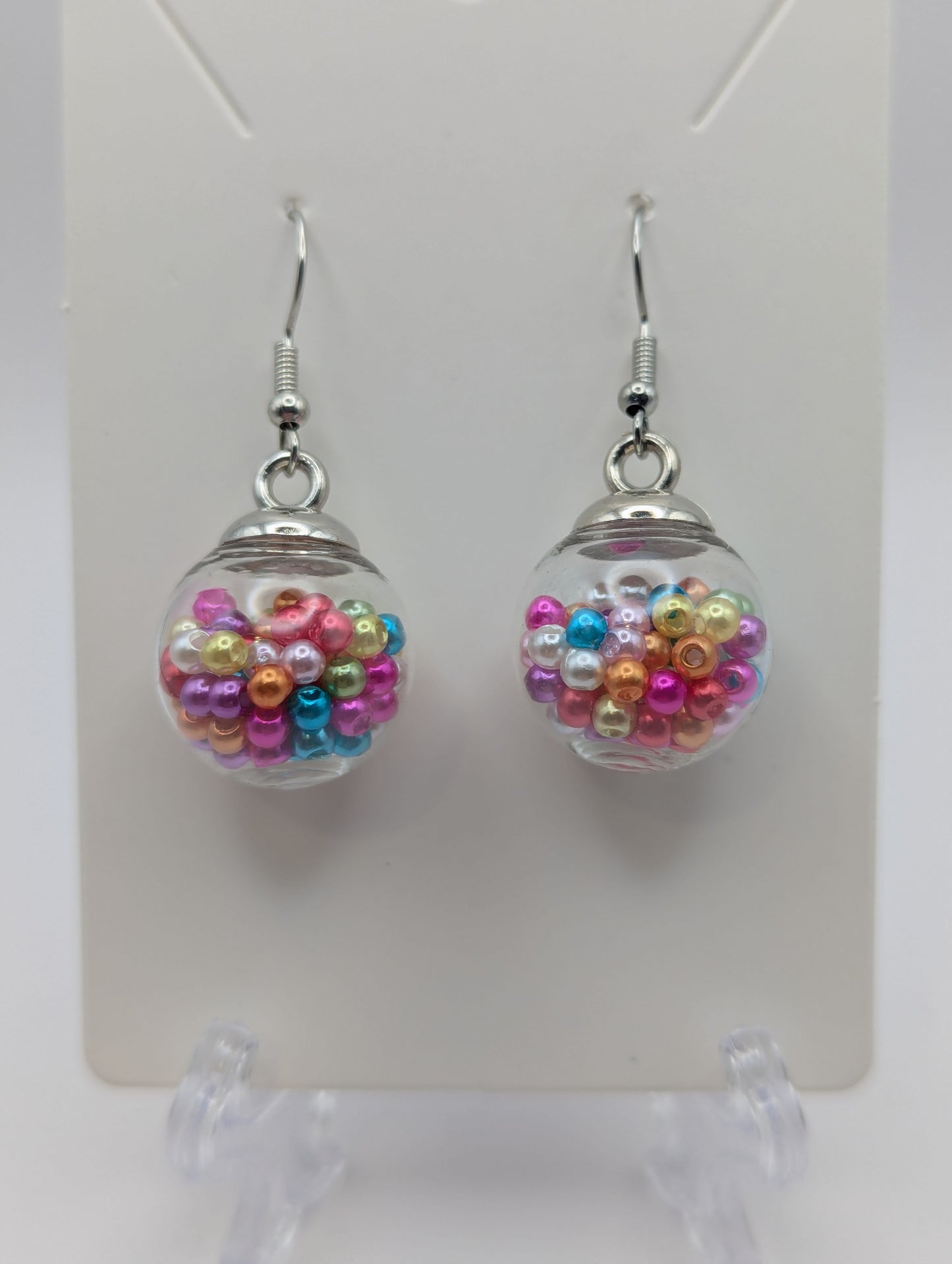 Vibrant Faux Pearl Globe Earrings
