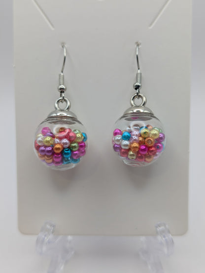 Vibrant Faux Pearl Globe Earrings
