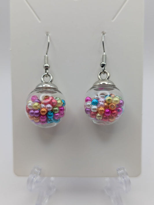 Vibrant Faux Pearl Globe Earrings