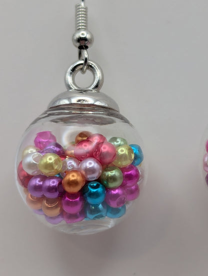 Vibrant Faux Pearl Globe Earrings