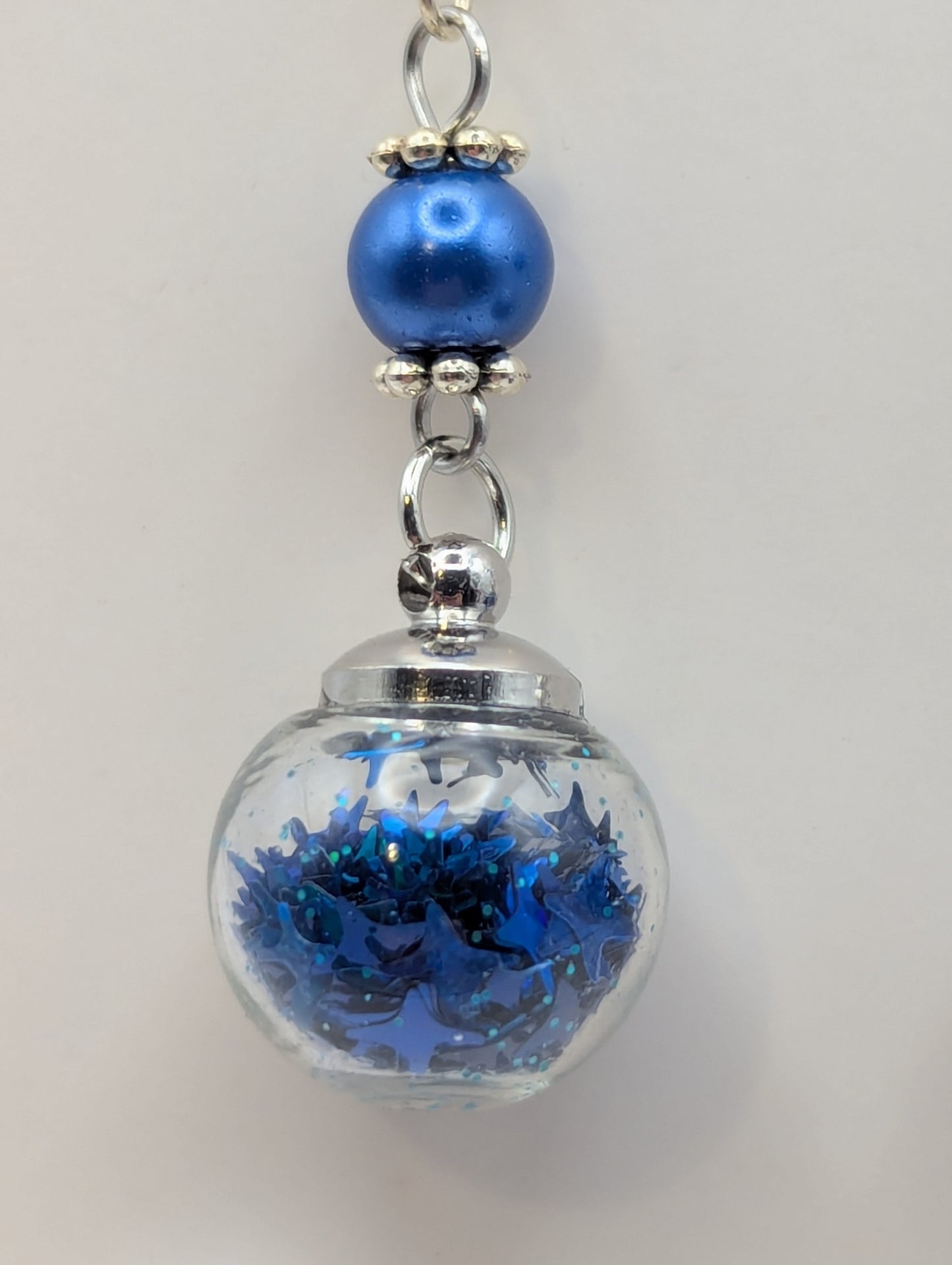 Blue Pearl & Glitter Globe Earrings