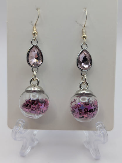 Soft Pink Rhinestone Sparkle Drops Earrings