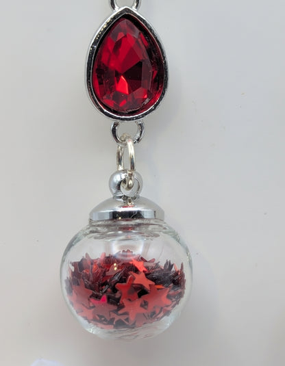 Red Rhinestone & Glitter Earrings