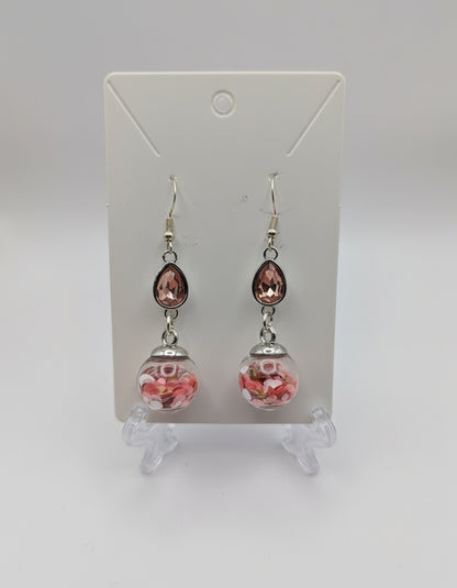 Peach Rhinestone & Multidimensional Glitter Earrings