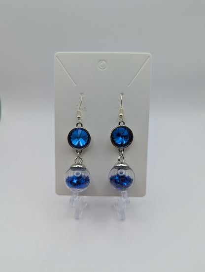 Royal Blue Rhinestone & Glitter Earrings