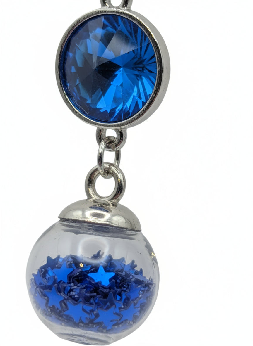 Cerulean Rhinestone & Glitter Globe Earrings