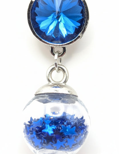 Royal Blue Rhinestone & Glitter Earrings
