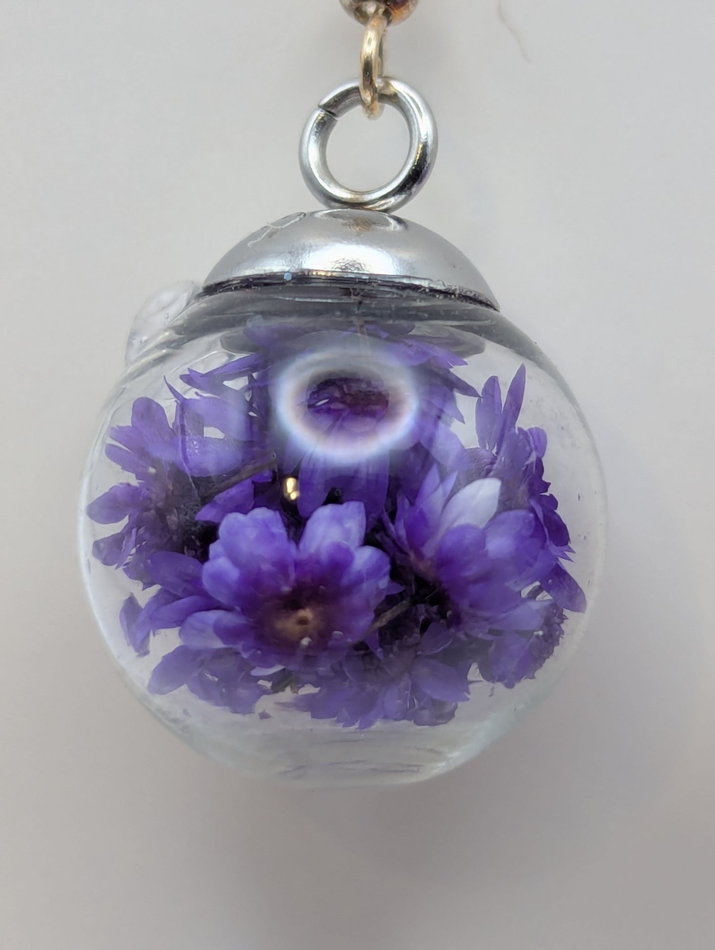 Purple Dried Bloom Small Globe Earrings