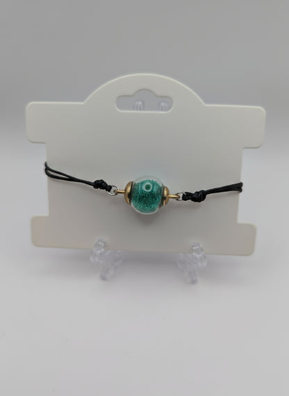 Green Millibeads Globe Bracelet on Adjustable Nylon Cord