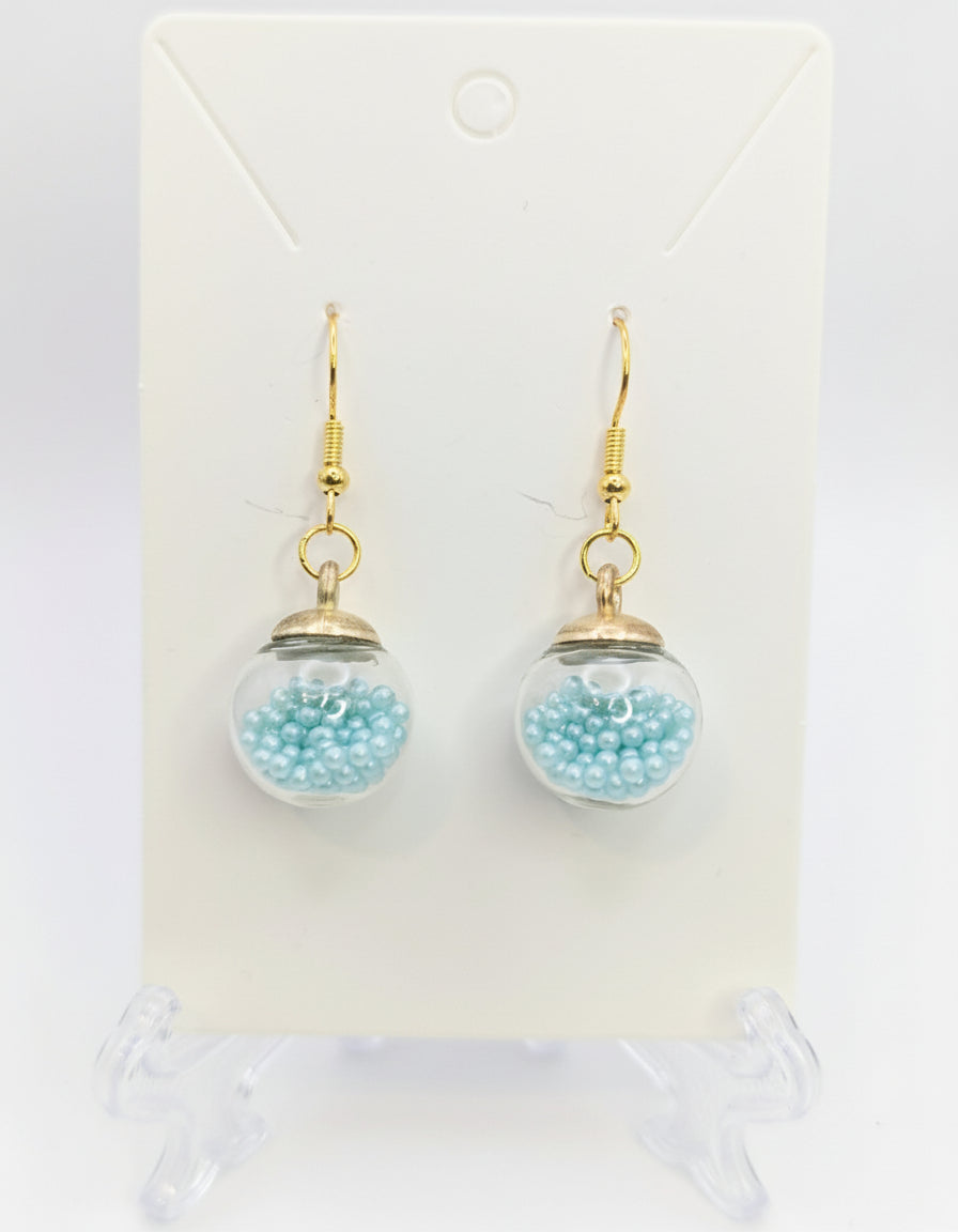 Robin's Egg Blue Millibeads Globe Earrings