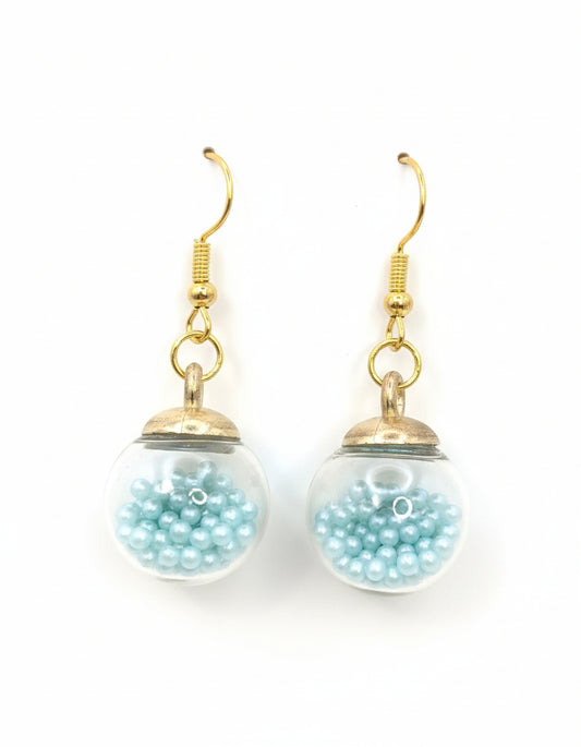 Robin's Egg Blue Millibeads Globe Earrings
