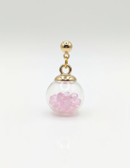 Light Pink Rhinestone Glass Globe Post Earrings