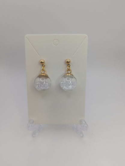 Clear Rhinestones Globe Post Earrings