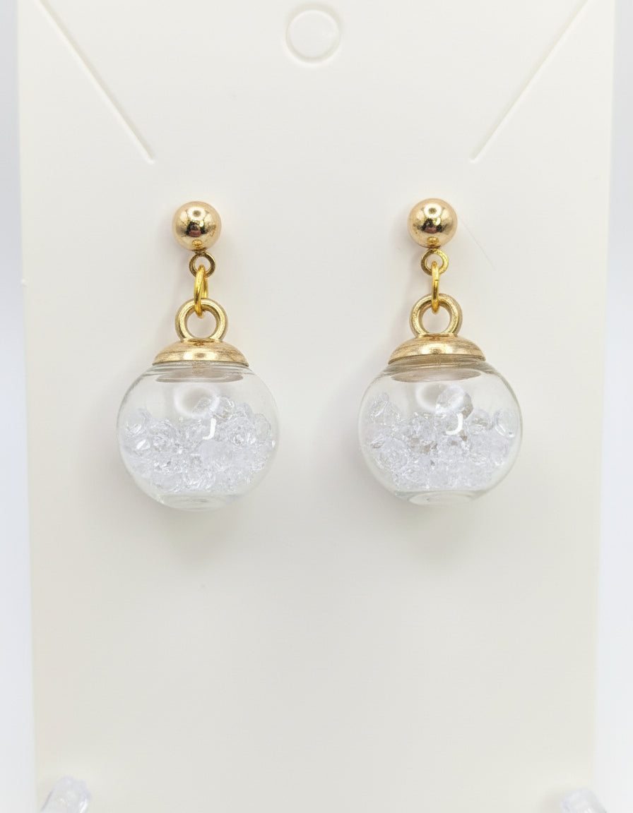 Clear Rhinestones Globe Post Earrings