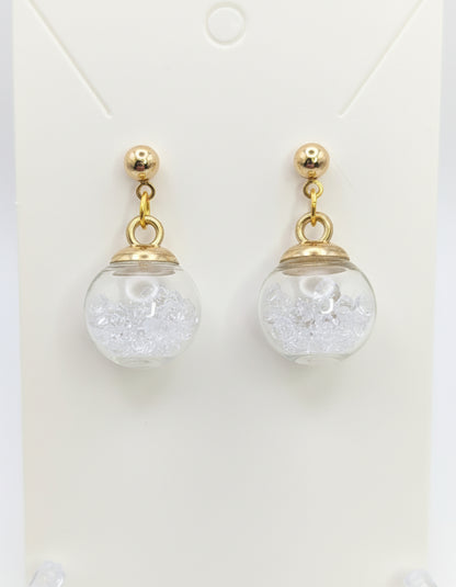 Clear Rhinestones Globe Post Earrings