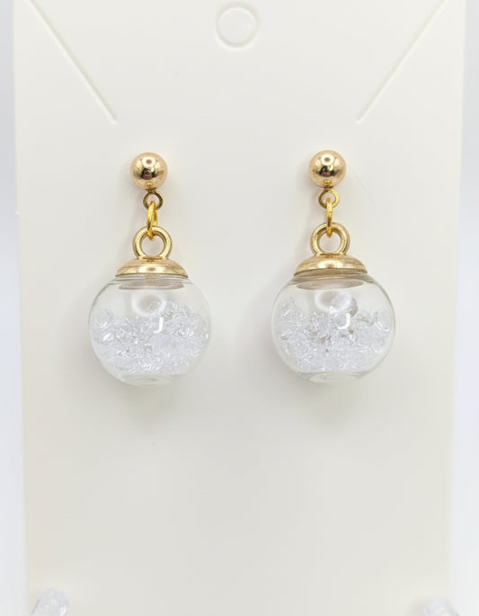Clear Rhinestones Globe Post Earrings