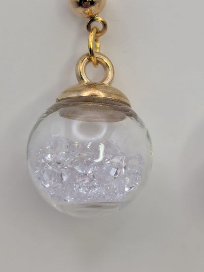 Clear Rhinestones Globe Post Earrings