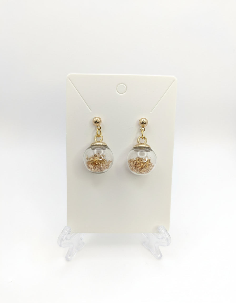 Cappuccino Rhinestones Globe Post Earrings