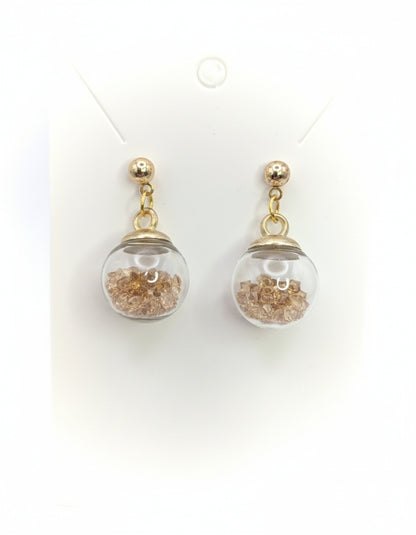 Cappuccino Rhinestones Globe Post Earrings