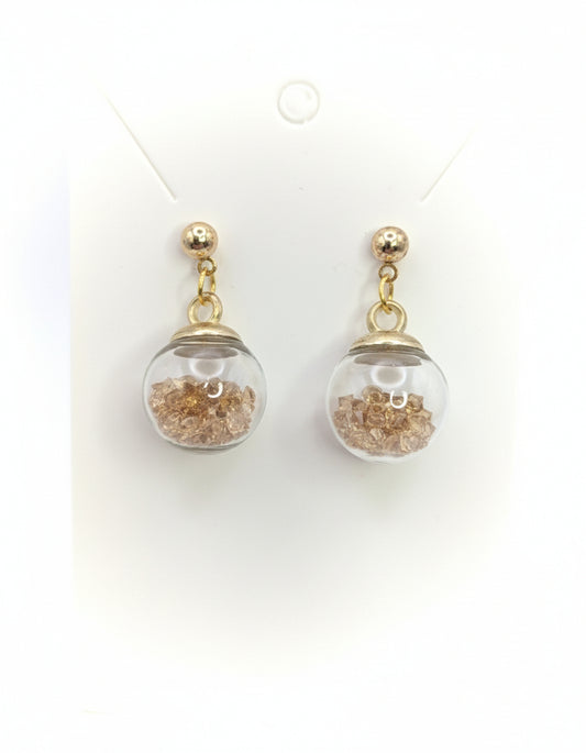 Cappuccino Rhinestones Globe Post Earrings