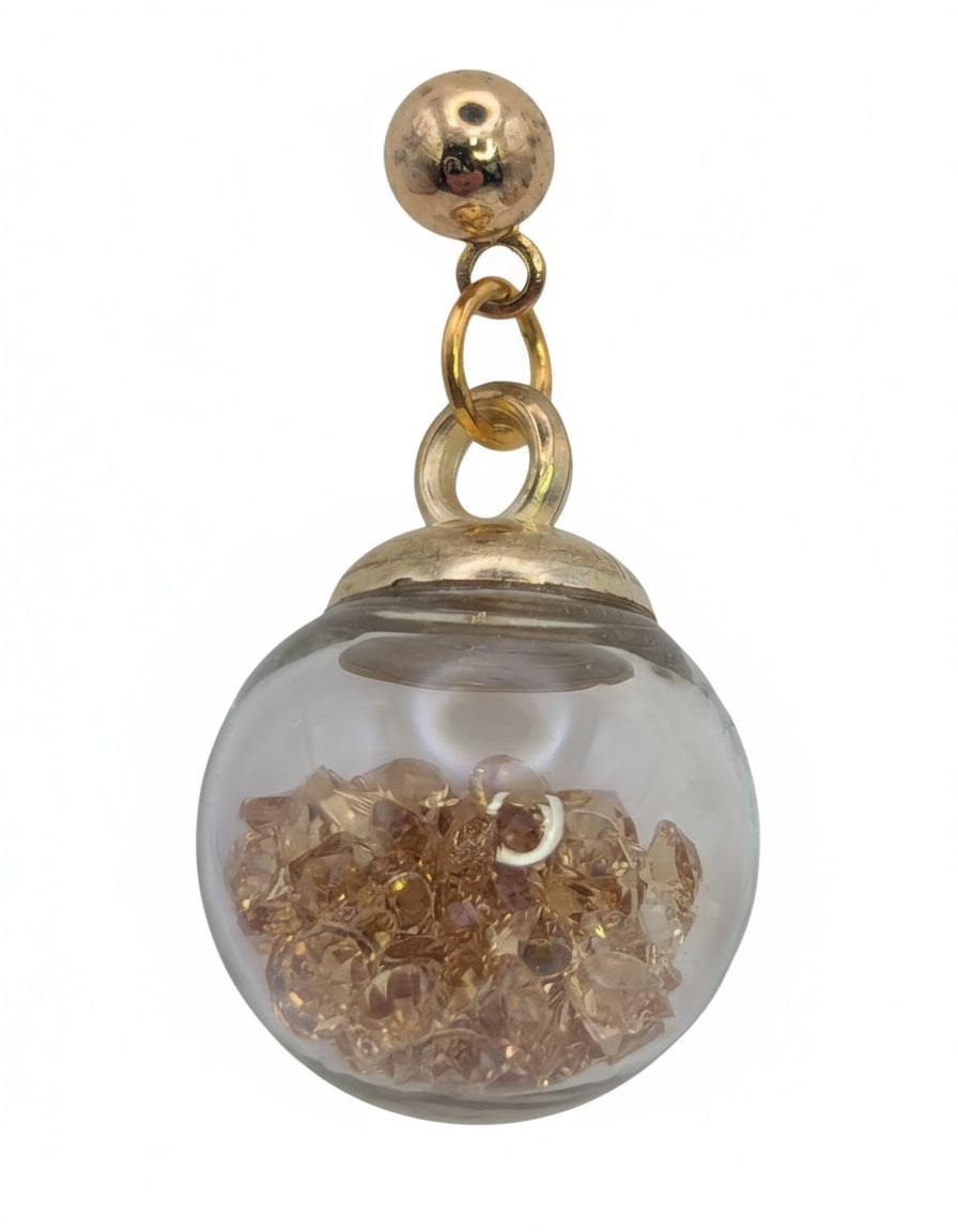 Cappuccino Rhinestones Globe Post Earrings