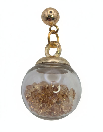 Cappuccino Rhinestones Globe Post Earrings