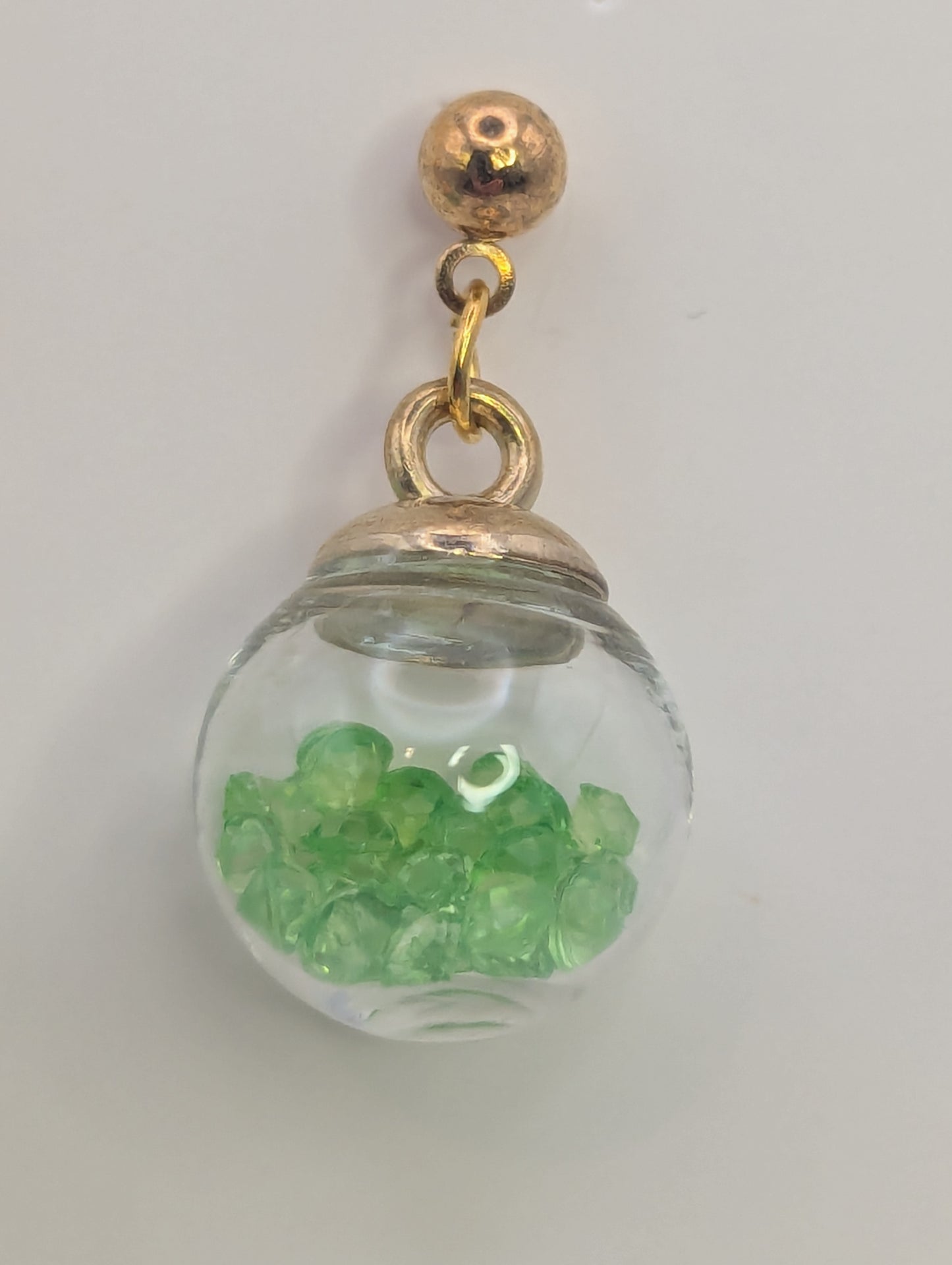 Lime Green Rhinestones Globe Post Earrings