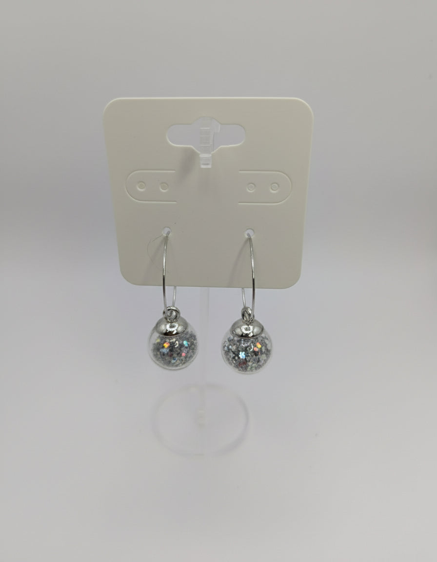 Silver Glitter Globes on Large Steel Hoops