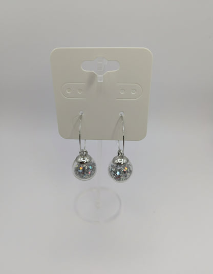 Silver Glitter Globes on Large Steel Hoops