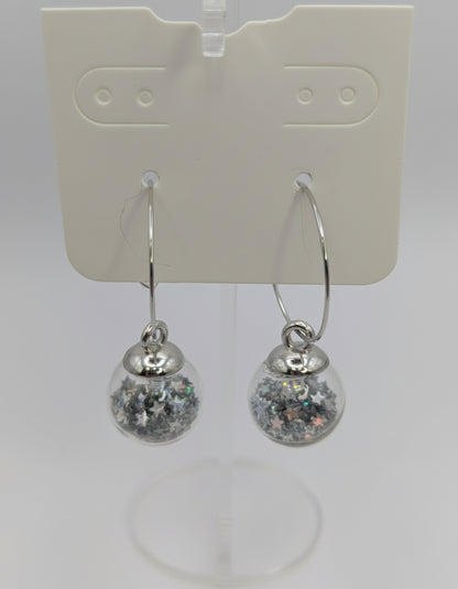 Silver Glitter Globes on Large Steel Hoops