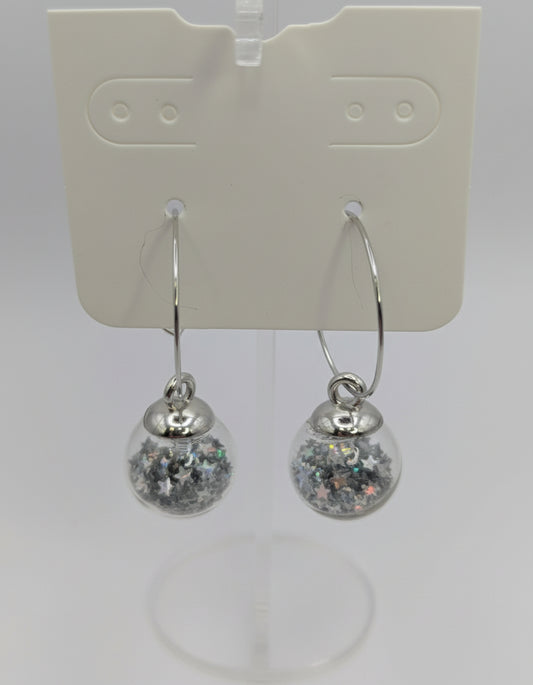 Silver Glitter Globes on Large Steel Hoops