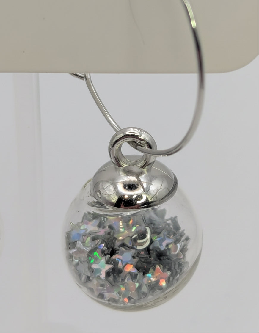 Silver Glitter Globes on Large Steel Hoops