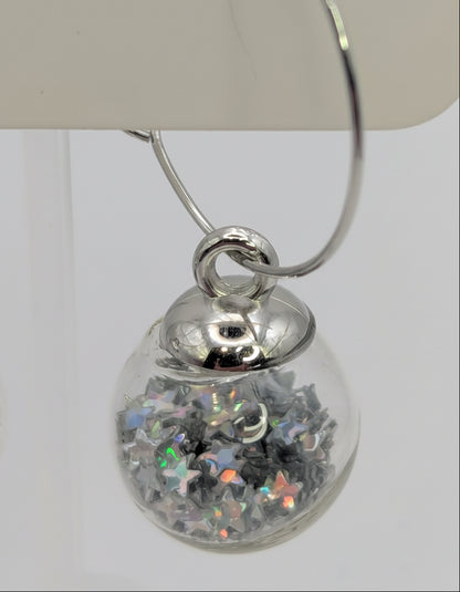Silver Glitter Globes on Large Steel Hoops