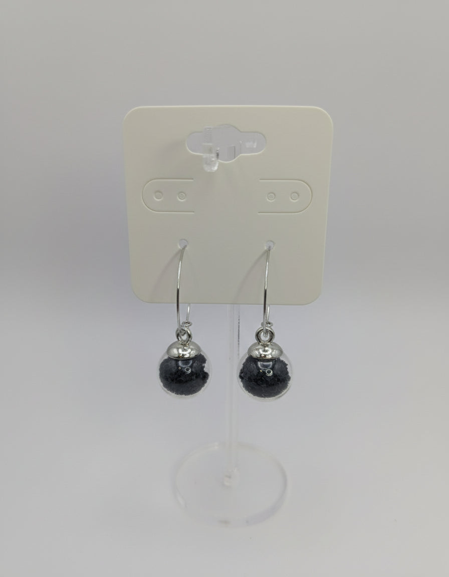 Black Glitter Globes on Large Steel Hoops