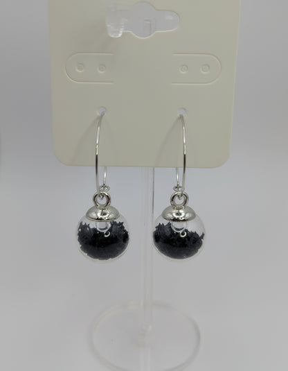 Black Glitter Globes on Large Steel Hoops