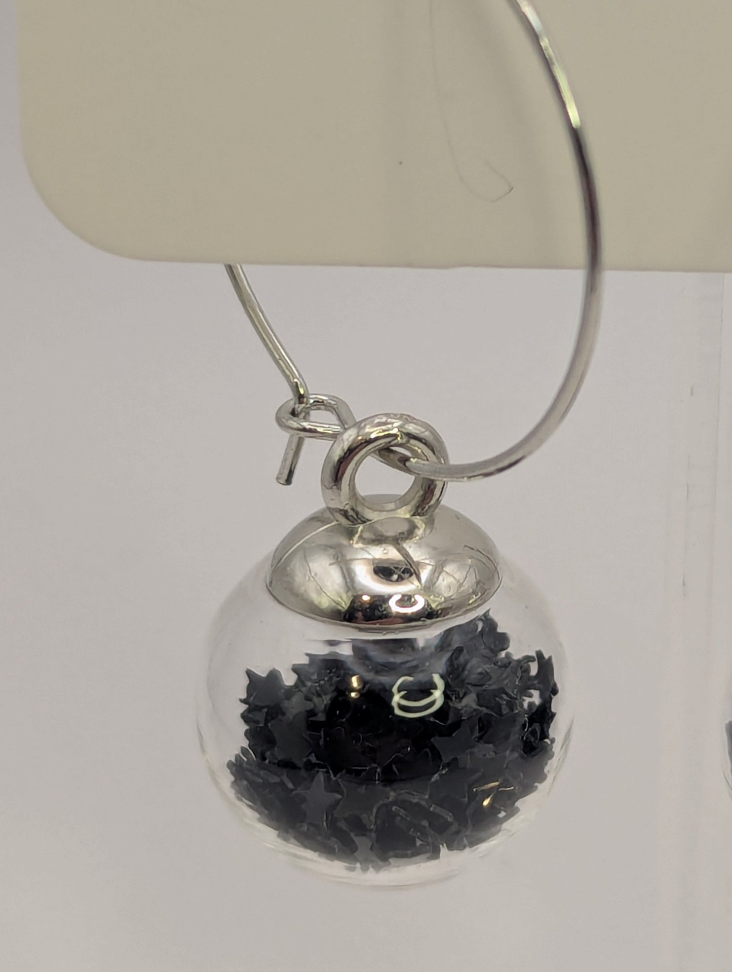 Black Glitter Globes on Large Steel Hoops