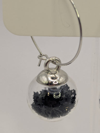 Black Glitter Globes on Large Steel Hoops