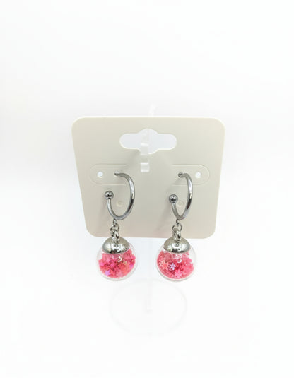 Hot Pink Glitter Globes on Steel Hoops