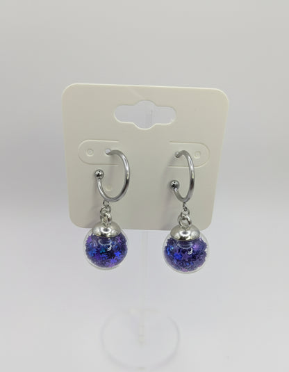 Royal Blue Glitter Globes on Steel Hoops