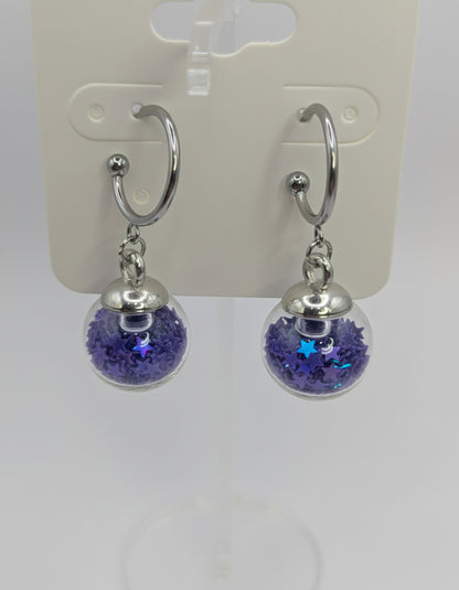 Royal Blue Glitter Globes on Steel Hoops