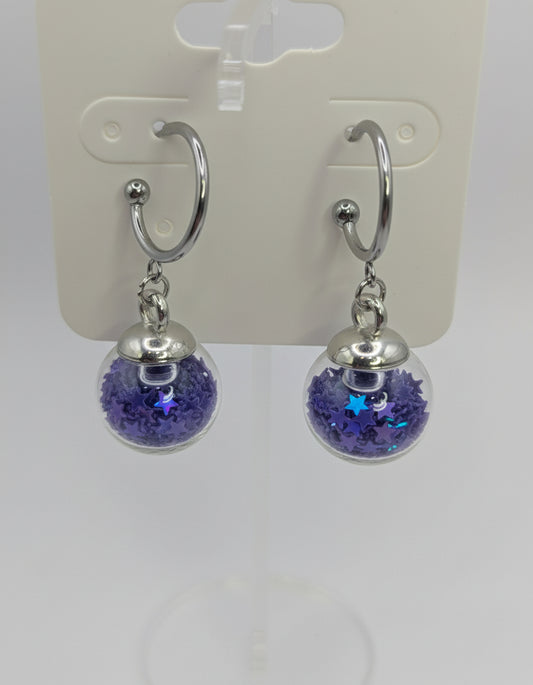 Royal Blue Glitter Globes on Steel Hoops