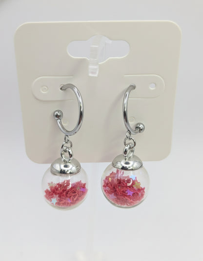 Red Glitter Globes on Steel Hoops