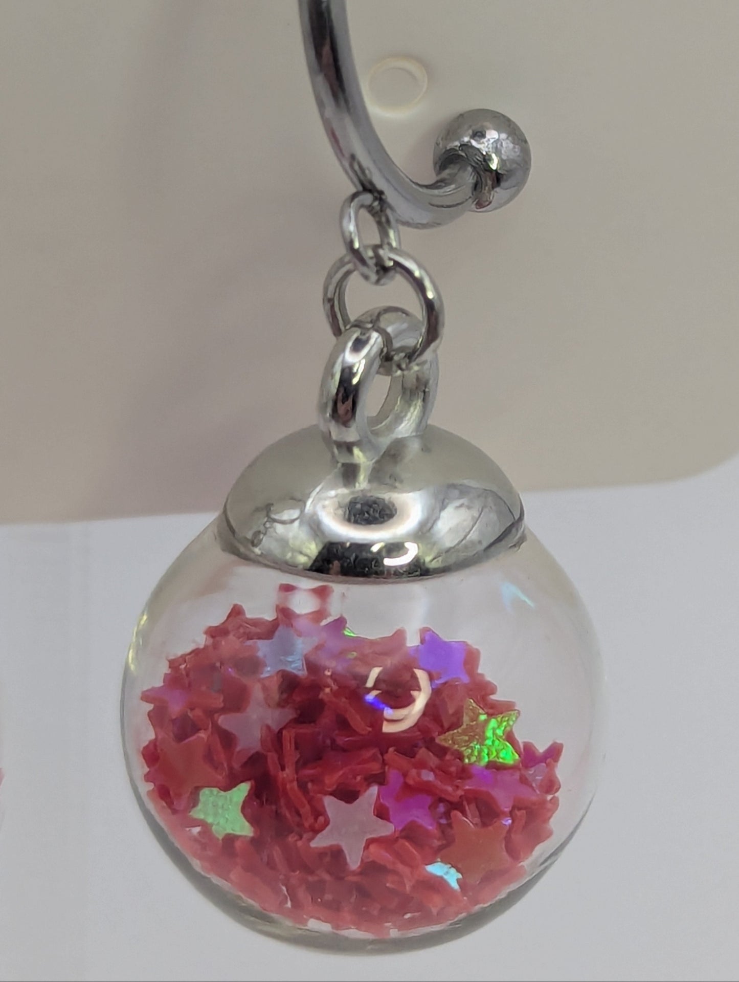 Red Glitter Globes on Steel Hoops