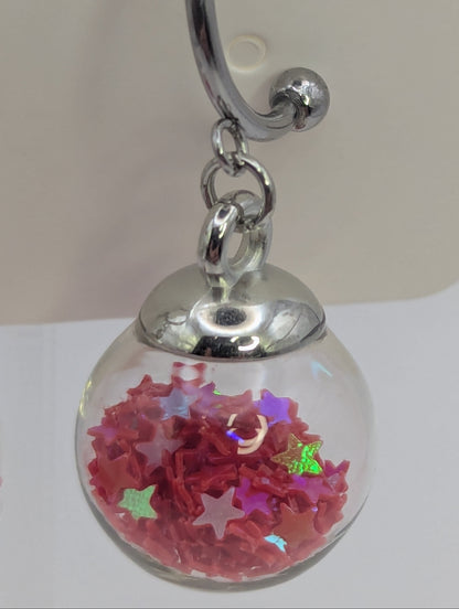Red Glitter Globes on Steel Hoops