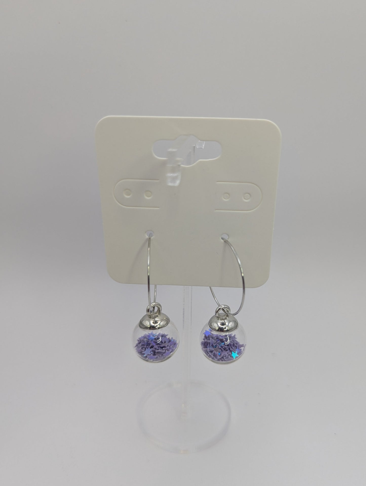Lavender Glitter Globes on Large Steel Hoops