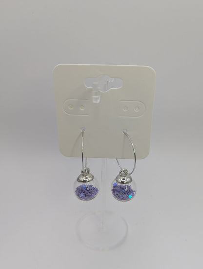 Lavender Glitter Globes on Large Steel Hoops