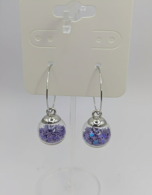 Lavender Glitter Globes on Large Steel Hoops