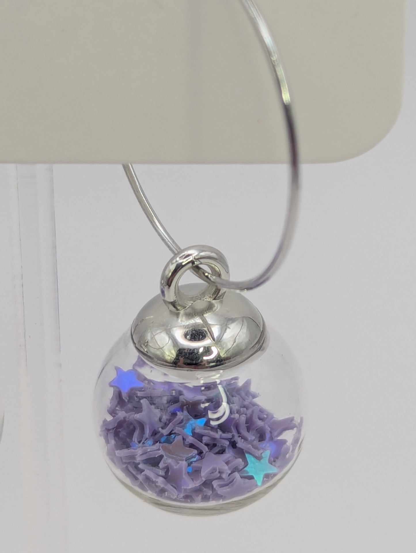 Lavender Glitter Globes on Large Steel Hoops